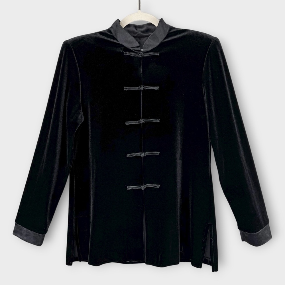 Vintage Black Velvet Tunic 6P Petite Whirlaway Frocks Steampunk Velour Jacket